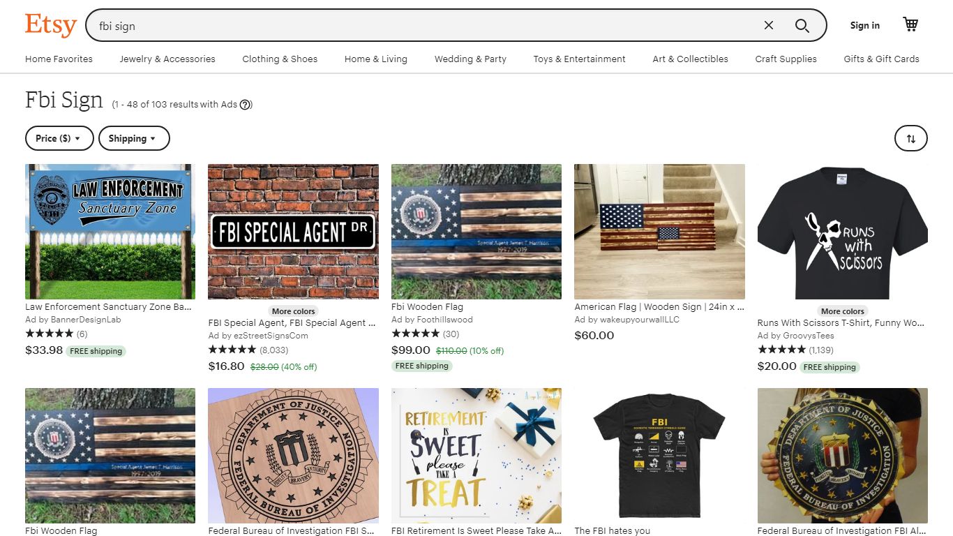 Fbi Sign - Etsy
